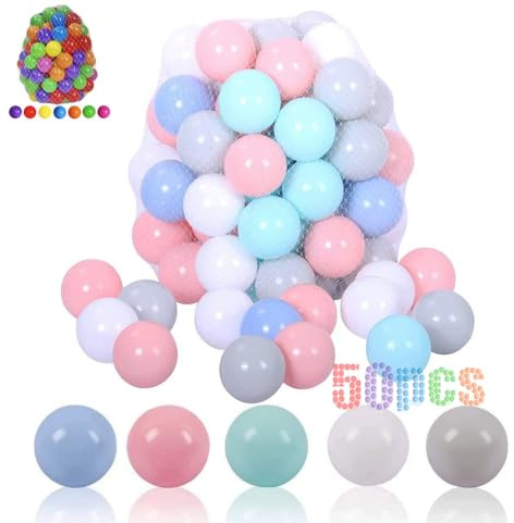 LANGXUN 50 100 200 Balls Soft Plastic Ball Pit Balls for Kids, Gift for Baby Toddler Birthday Christmas, Ball Pit Play Tent, Baby Kiddie Pool Water Toys, Party Decoration