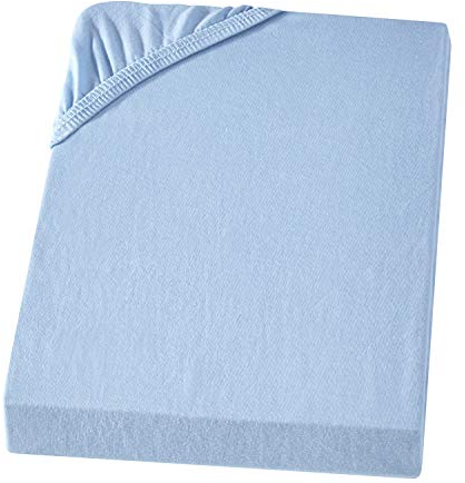 CARPE SONNO Boxspringbett Spannbettlaken 90x200cm - 100x200cm Kochfest Bügelfrei & bis 50cm Höhe | Jersey Baumwoll Bettlaken 90x200 100x200 für Boxspring & Wasserbetten | Spannbetttücher Blau