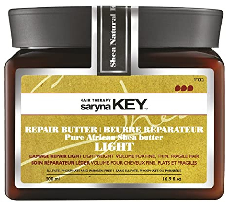 SARYNA KEY Light Treatment Butter Mask – Sheabutter Haarkur für trockenes, feines & geschädigtes Haar – Mit Keratin & Vitaminen A, E, F – 500ml / 16.9oz