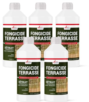 Fongicide, anti dépôt vert, concentré, pour terrasse et sols, élimine, algues et lichens, anti-mousse - 5 L (5 x 1L) - ARCANE INDUSTRIES