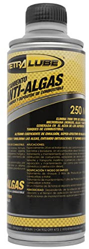 TETRA LUBE Tratamiento Diesel Anti-Algas. 250ml. Aditivo Diesel Anti-Algas. Tratamiento Antialgas Depositos de Combustible. Producto Fabricado en España 100%.