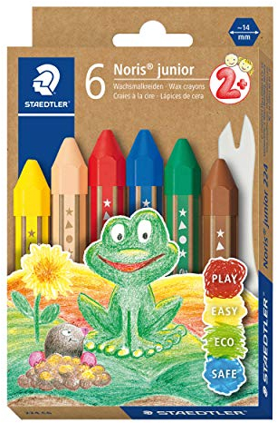 STAEDTLER Wachsmalkreide Noris junior 224, perfekt für kleine Kinderhände, extra bruchsicher, Etui mit 6 Farben, 224 C6