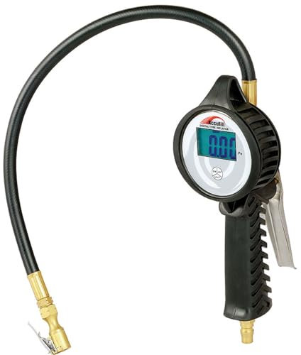 Accufill Digital Tyre Pressure Gauge Air Tyre Inflator with LCD Display & 0.5m Hose, for Truck/Car/Bike, Max 18 BAR 261 PSI, Thermoplastic Rubber Coated