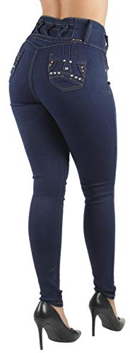 Women's Plus Size Colombian Design Mid Waist Butt Lift Push Up Skinny Jeans in Dark Blue Size 20 (2471)