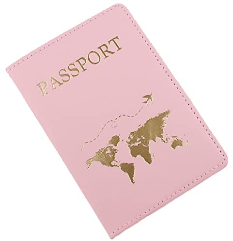 YYGOJOY Custodia per passaporto, custodia per passaporto in pelle PU con portafoglio per carte di credito, denaro, biglietti da visita, passaporto, carte d'imbarco, per donne e uomini, rosa, 14x10x1cm