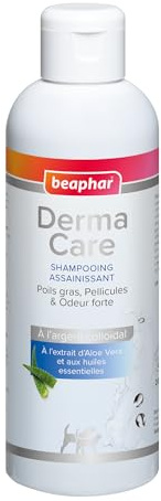 BEAPHAR - DERMACARE - Shampooing Dermatologique pour Chien et Chat - À l'argent Colloïdal, Aloe Vera & Huiles Essentielles - Soulage Les démangeaisons - Favorise la régénération de la Peau - 200ml