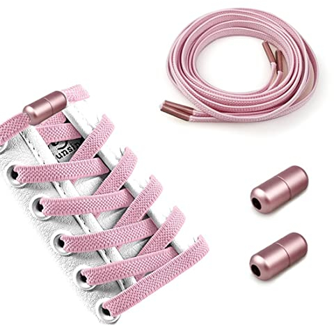 Polly Online Lacets élastiques sans nœud avec boucles en métal Taille unique pour toutes les chaussures pour adultes et enfants (Rose)