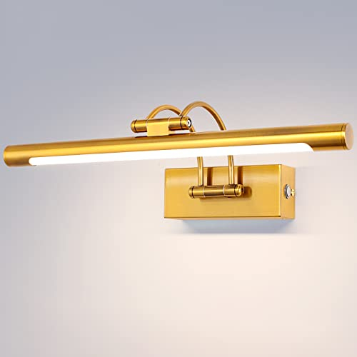 TYhogar 40CM Gold Picture Lights for Wall Stepless Dimming Bath Mirror Light - 3 Color Temperatures & Swivel Head for Makeup Vanity, Picture Frame Lighting 10W