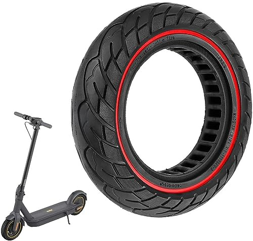 VOLOHAS 60/70-6,5 Neumáticos de Goma Maciza 10 x 2,5 Neumáticos Sólidos para Segway Ninebot Max G30/G30E/G30LP Patinete Electrico Rueda de Repuesto Antipinchazo (Rayas Rojas 1 PCS)