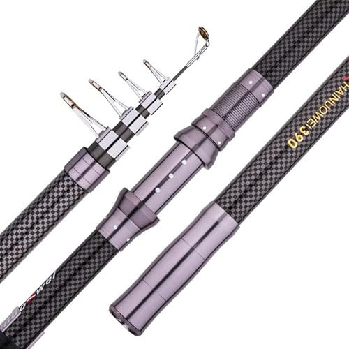 BANGHA Angelrute,Teleskopruten Teleskop tragbarer Rotationsfischen 2. 4m, 2,7 m, 3,6 m, 3,9 m, 4,5m Angelrute Reise Meer Boot Felsen Angelrute Karpfen Fanggeräte (Color : Light Grey, Size : 4.2m)