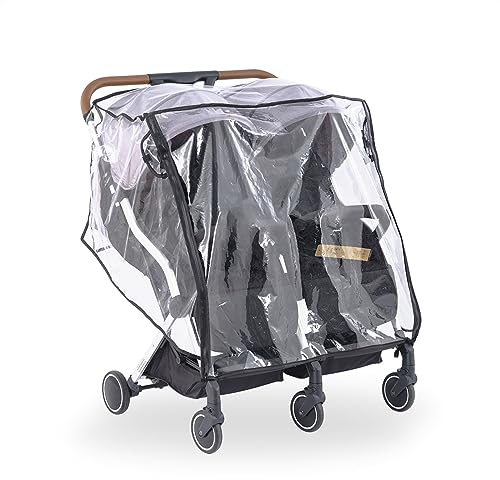 SeedFuture Kinderwagen Regenschutz für Doppelkinderwagen, Kinderwagen Zubehör Doppelter Regenschutz Outdoor Reisen, Wasserdicht und Winddicht Wetterschutzdach für Seite an Seite Kinderwagen