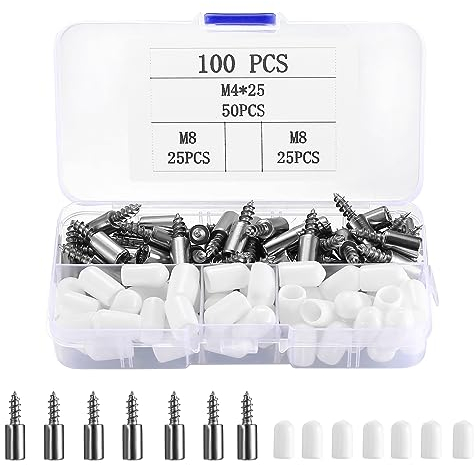 100 Pcs Integrated Self-Tapping Screws Cabinet Laminate Support Screws, Shelf Support Pegs Shelf Pins with Non-Slip Sleeves for Kitchen Cupboards Cabinet Closet Wardrobe Metal Bracket Pegs (White)