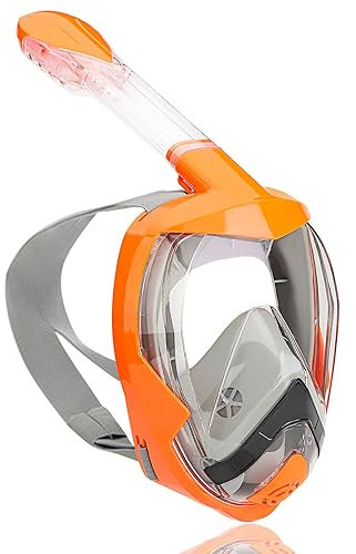 Flyboo Snorkel Mask, Full Face Snorkel Set, 180°view Snorkeling Gear with Panoramic Design-Compatible Sports Camera, Diving Mask with Anti-fog and Anti-leak Technology for Adults and Kids