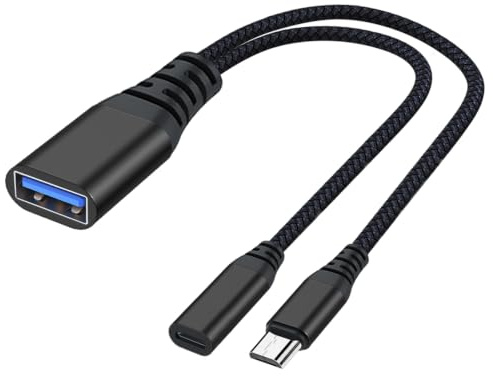 AreMe 2-pack OTG-kabeladapter för Fire TV-dongel 4K, driven mikro-USB till USB OTG-kabel för Android-telefon surfplatta och fler värdenheter med Micro USB (svart)
