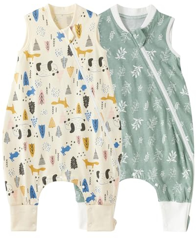 Duomiaomiao 2-pack baby sovsäck med fötter, 0,5 tog året runt tecknad pojke sovsäck, lätt högkvalitativ bomull barn sovsäck, lämplig för barn i åldern 6 månader till 6 år
