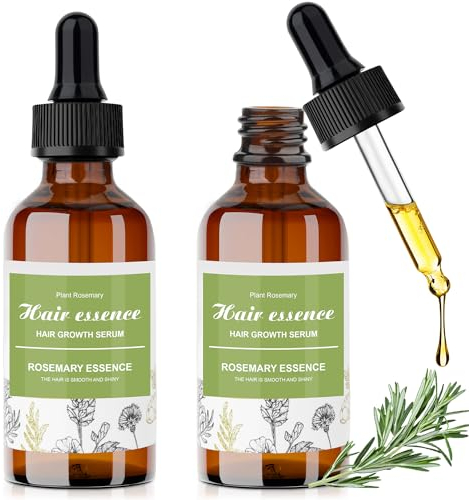 2 * 60ml Rosmarinöl Haare, Rosemary Oil for Hair - Haaröl für Männer Frauen 4oz, Rosemary Mint Kopfhaut Serum, Haarstärkungsöl für gesundes