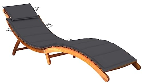 Youuihom Campingliege Liegestühle für draußen Balkonliege Sonnenliege mit Auflage Akazie Massivholz Geeignet für Veranda, Rasen, Deck, Hinterhof, Pool, Balkon
