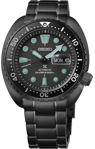 SeikoTurtle Night Vision black SRPK43K1 steel automatic men's watch with ceramic bezel