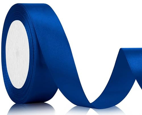 Cinta de regalo de satén de 22 m x 20 mm para envolver regalos, cumpleaños y decoración de bodas (azul)