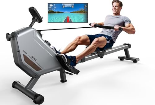 MettleMatic Rudergerät für Zuhause Klappbar: 300 Newton 16 Stufen Magnetwiderstand Rudergeräte - Bluetooth Rudermaschine mit 165 kg Belastbarkeit und 2 Jahre Garantie