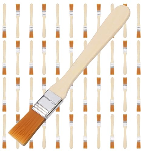 Starvortex 45 Stück Kleine Pinselset, Haltbar 1,4cm Breite Pinselset Malerbedarf, 13,4cm Maler Pinsel Lack, Borsten Leimpinsel Set, Weich Nylon Flachpinsel, Lackpinsel für Lacke Wand DIY Zaun