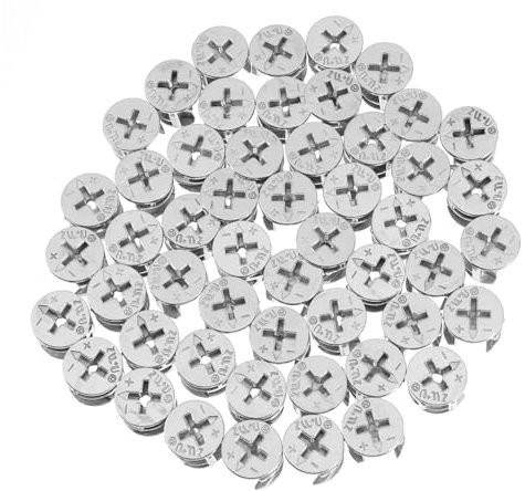 Yardenfun 50pcs Cabinet Connecting Cam Lock Fasteners 15mm Thick Eccentric Drawer Furniture Connecter Screws for Wardrobe and Cabinet Assembly
