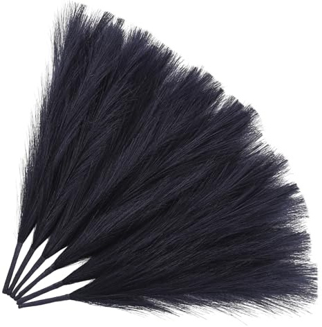 AFAMITOO Black Artificial Pampas Grass (6 Pack) - 17.7”/45CM Fluffy Pampas Boho Decor for Floor Vases, Home Decor and Wedding Centerpieces