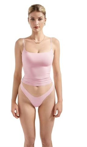 SUUKSESS Women Sexy Square Neck Tank Top Summer Y2K Going Out Basic Cami Shirt Pink