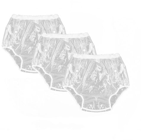 Wasserdichte Inkontinenzunterwäsche, Plastikhose, Auslaufschutz, waschbare Windelüberhose for Erwachsene(Transparent,X-Large)