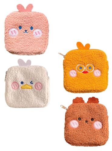 VILLCASE Bolsa para Guardar Toallas Sanitarias y Compresas 4 Piezas Portátil Multiusos Material Duradero Mujeres Uso Diario Tamaño Mini Colores Surtidos