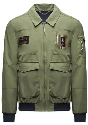 Aeronautica Militare Giubbino AB3049 Giacca Pilot da uomo, giubbotto, Frecce Tricolori in tessuto tecnico (IT, Testo, M, Regular, Regular, Verde chiaro)