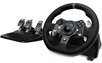 Logitech G920 Driving Force Racing Wheel and Floor Pedals, Real Force Feedback, Stainless Steel Paddle Shifters, Leather Steering Wheel Cover for Xbox Series X|S, Xbox One, PC, Mac - Black