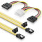 deleyCON 2x 0,5m Câbles S-ATA 3 + Adaptateur Secteur 4-Pin à 2x SATA - Câble de Données HDD SSD Avec Clip - 1x Prise Droite à Une Prise SATA Coudée 90°