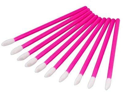 Microfaser Fusselfrei Reinigungsstäbchen Lippenpinsel Microblading Wimpern (Pink 50 Stück)