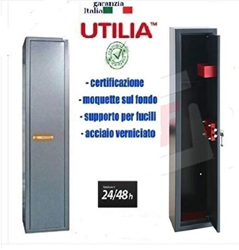 ARMADIO PORTAFUCILI FUCILIERA UTILIA A 2 POSTI BLINDATO A NORMA IN ACCIAIO