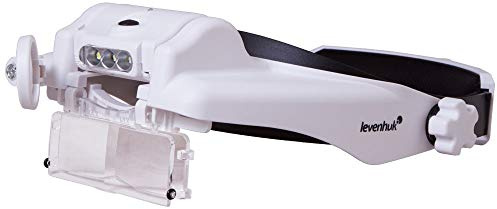 Levenhuk Zeno Vizor HR2 Lente d’Ingrandimento Ricaricabile USB da Testa – Occhiali di Ingrandimento a Mani Libere con Luce LED e 3 Lenti Combinabili da 1,5–8x per Artigianato