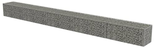 vidaXL Gabion Wall with Covers Galvanised Steel 600x50x50cm Stone Basket Cage
