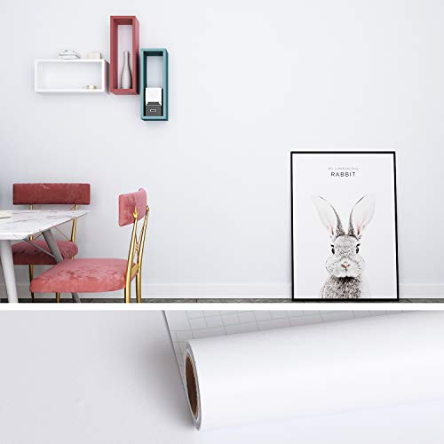 VEELIKE Papel Pintado Pared Rollo Papel Pared Impermeable Blanco Mate Vinilo Papel de Pared Adhesivo Para Muebles Para Dormitorio Sala Encimera Cocina Papel Autoadhesivo Pared Papel Tapiz 40cm x 3m