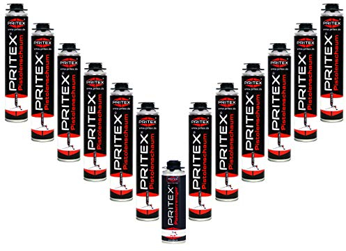 Bauschaum Set 12 x 750ml Pistolenschaum inkl. Pistolenreiniger 500ml PU Schaum Montageschaum Isolierschaum