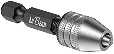 LABEAR Drill Chuck Keyless Mini Adapter ¼ Inch Hex Shank | 0.3-3.2mm Capacity for Micro Drill Bits for Cordless Screwdrivers, Drills, and Power DIY Tools