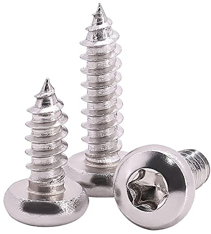 #10 x 3/4 Pan Head Torx Drive Self Tapping Screws, 304 Stainless Steel 18-8 Wood Screw Sheet Metal Screw, Star Drive, Full Thread Coverage, Pack of 50