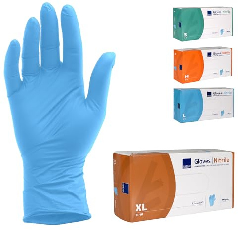 ABENA Nitrilhandschuhe XL, 200 Stück – Einmalhandschuhe Blau, handschuhe einweg, puderfreie & latexfreie – Einweghandschuhe in S, M, L & XL verfügbar