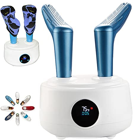 Macchina asciuga Scarpe elettrica 3 in 1 (sterilizzazione/deodorizzazione/Asciugatura), Asciugatura a Temperatura costante a 75°C, Funzionamento Intelligente con Un clic, per Tutti i Tipi di Scarpe