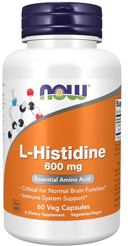 Nu kosttillskott, L-histidin 600 mg, essentiell aminosyra, kritisk för normal hjärnfunktion*, immunsystemsstöd*, 60 grönsakskapslar