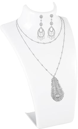 Hapivida Espositore per gioielli, busto per collane, espositore per collane e modelle (bianco)