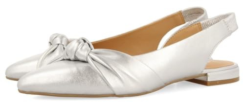 BALLERINES DÉTALONNÉES EN CUIR ARGENT AVEC DÉTAIL DE NOEUD POUR FEMME IBALLE