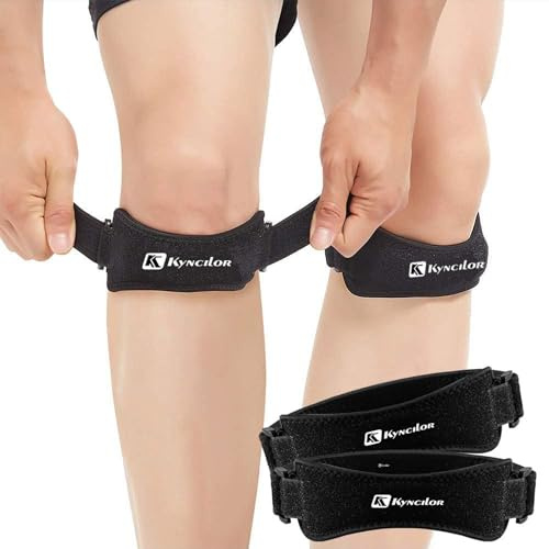 HOKIAMCN Patella Tendon Knee Strap 2 Pack, Knee Pain Relief Support Brace For Hiking, Soccer, Basketball, Running, Jumpers Knee, Tennis, Tendonitis, Volleyball & Squats (Black)