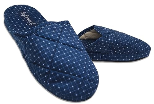 de fonseca Ciabatte Uomo alla Milanese, Pantofole Invernali Chiuse da Casa, Pantofola in Stoffa di Prima Qualità, Ciabatta Antigraffio, Lavabile e per Ospiti (Blu Pattern, 39)