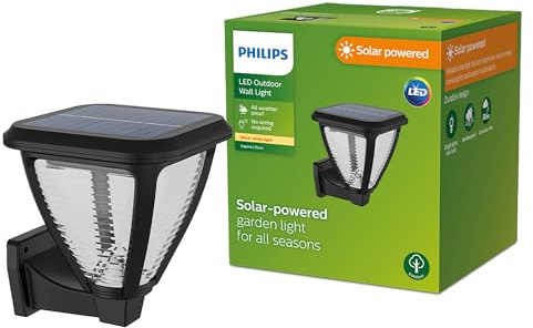 Philips Lighting Vapora Outdoor Solar, Path Light, 1.5W, 2700K, Black, IP44 Weatherproof