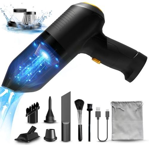 Toloom Kabelloser 3 in 1 Handstaubsauger Akku, 8000PA Mini Autostaubsauger & Gebläse & Vakuumpumpe für Auto, Haus, Büro, Tierhaare, USB Wiederaufladbar, Leicht und Tragbar